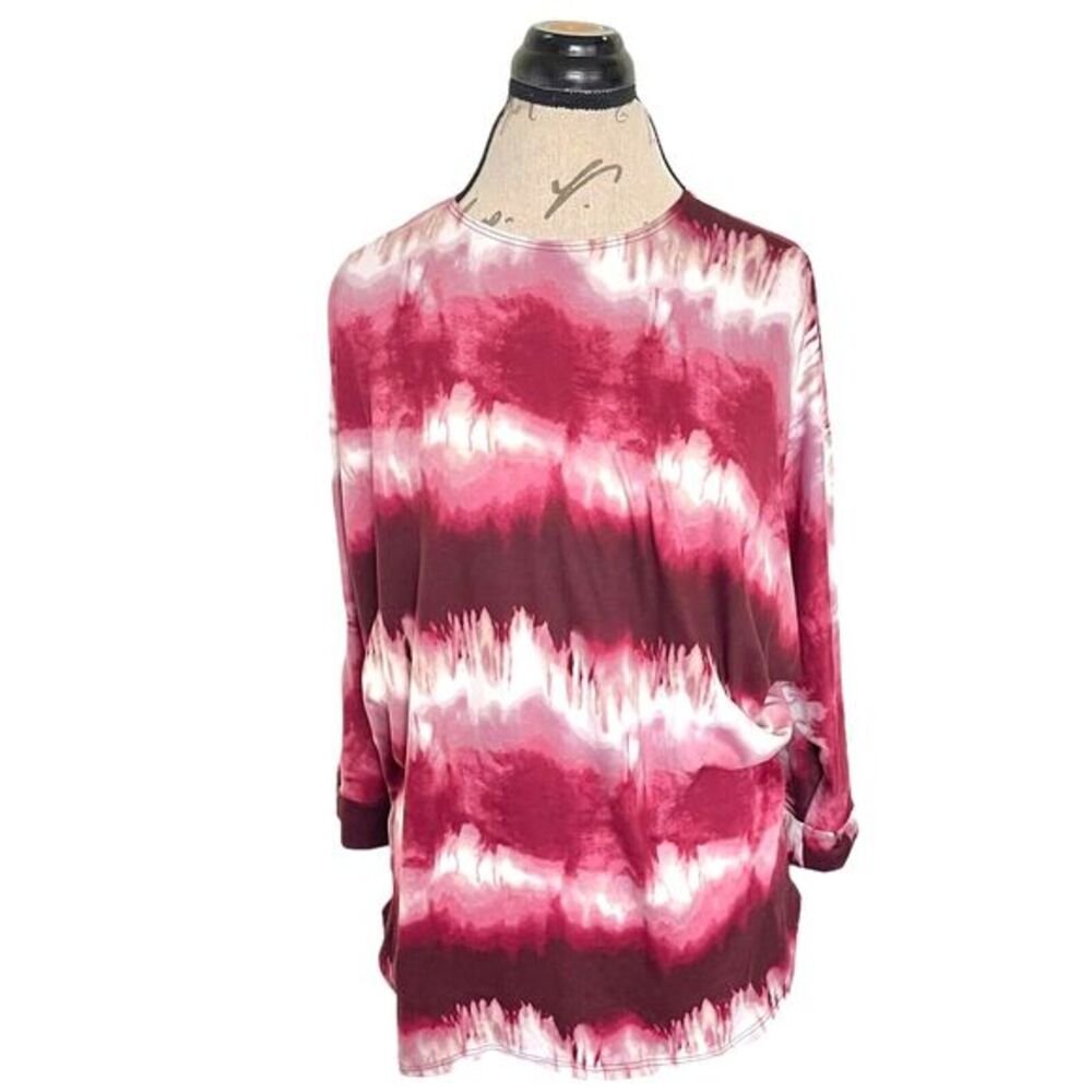 Tie Dye Womens Knit Top Blouse Small Short Sleeve Dolman Boho Hipster Festival